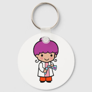 Cute Scientist/Chemist Girl met Flask Sleutelhanger