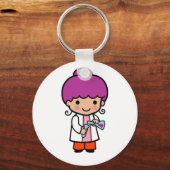 Cute Scientist/Chemist Girl met Flask Sleutelhanger (Voorkant)