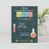 Cute Scientist Laboratory Birthday Party Invite Kaart (Staand voorkant)