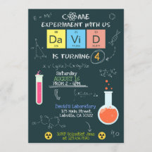 Cute Scientist Laboratory Birthday Party Invite