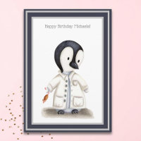 Cute Scientist Penguin Personalized Birthday