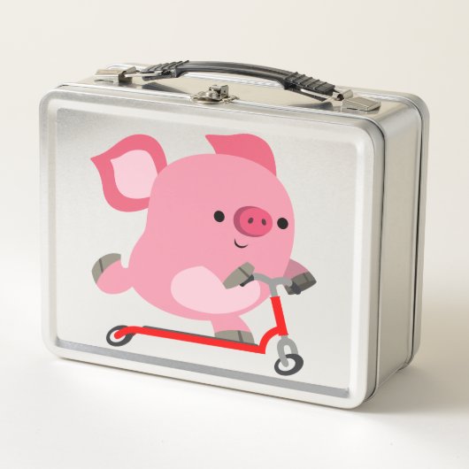 Cute Scooter Riding Cartoon Pig (Voorkant)