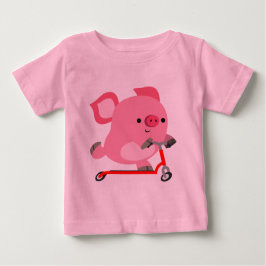 Cute Scooter-Riding Cartoon Pig Baby T-Shirt