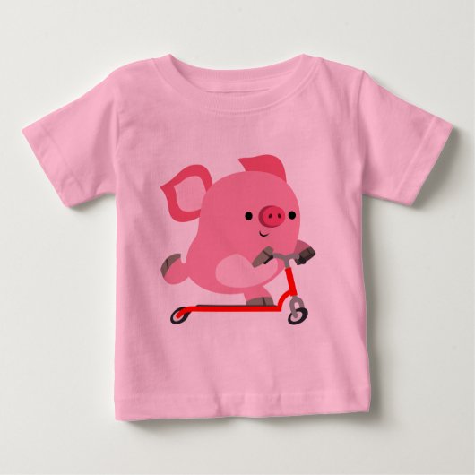 Cute Scooter-Riding Cartoon Pig Baby T-Shirt (Voorkant)