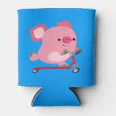 Cute Scooter Riding Cartoon Pig Blikjeskoeler (Voorkant)