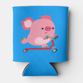 Cute Scooter Riding Cartoon Pig Blikjeskoeler