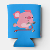 Cute Scooter Riding Cartoon Pig Blikjeskoeler (Achterkant)