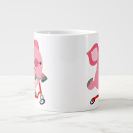 Cute Scooter Riding Cartoon Pig Grote Koffiekop