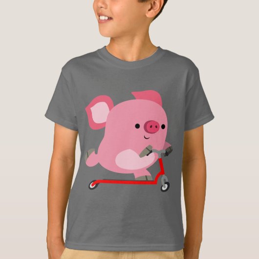 Cute Scooter-Riding Cartoon Pig Kinder T-shirt (Voorkant)
