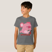 Cute Scooter-Riding Cartoon Pig Kinder T-shirt (Voorkant volledig)