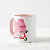 Cute Scooter Riding Cartoon Pig Mok (Voorkant links)