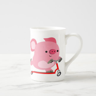 Cute Scooter Riding Cartoon Pig Porselein Kop