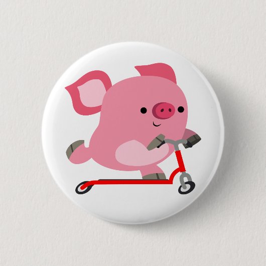 Cute Scooter Riding Cartoon Pig Ronde Button 5,7 Cm (Voorkant)