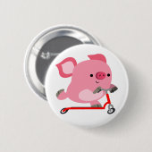 Cute Scooter Riding Cartoon Pig Ronde Button 5,7 Cm (Voorkant /achterkant)