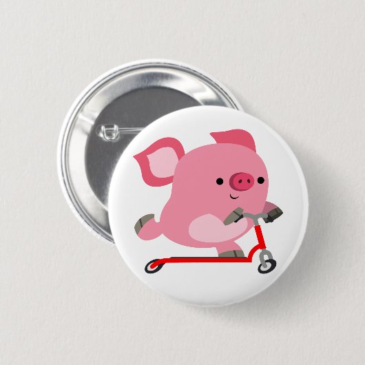 Cute Scooter Riding Cartoon Pig Ronde Button 5,7 Cm (Voorkant /achterkant)