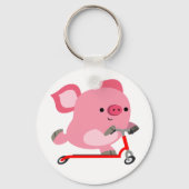 Cute Scooter Riding Cartoon Pig Sleutelhanger (Voorkant)