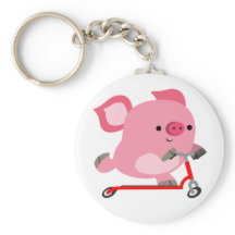 Cute Scooter Riding Cartoon Pig