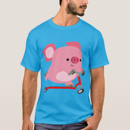 Cute Scooter Riding Cartoon Pig T-shirt