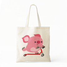 Cute Scooter Riding Cartoon Pig
