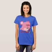 Cute Scooter Riding Cartoon Pig Women T-shirt (Voorkant volledig)