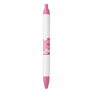 Cute Scooter Riding Cartoon Pig Zwarte Inkt Pen
