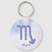 Cute Scorpio Astrology Sign Speciaal Paars Sleutelhanger (Voorkant)