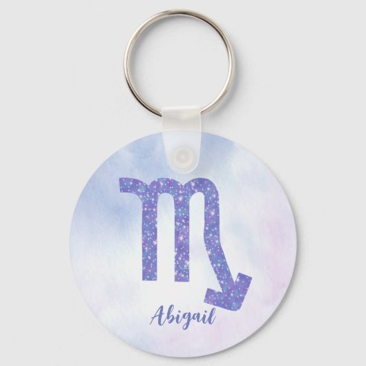 Cute Scorpio Astrology Sign Speciaal Paars Sleutelhanger (Voorkant)