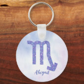 Cute Scorpio Astrology Sign Speciaal Paars Sleutelhanger (Voorkant)