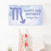 Cute Scorpio Custom Paars Happy Birthday Spandoek (Insitu)