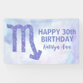 Cute Scorpio Custom Paars Happy Birthday Spandoek (Horizontaal)