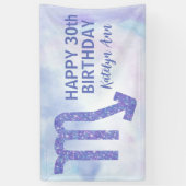 Cute Scorpio Custom Paars Happy Birthday Spandoek (Verticaal)