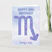 Cute Scorpio Sign Custom Paars Happy Birthday Kaart (Voorkant)