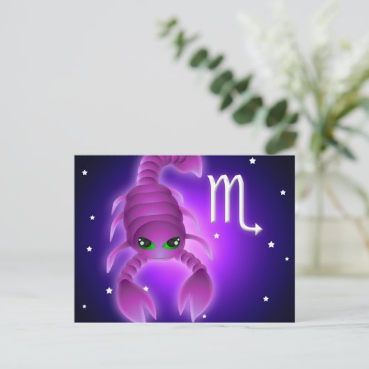 Cute Scorpio Zodiac Briefkaart (Staand voorkant)