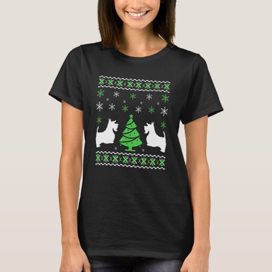 Cute Scottie Christmas Sweater For Dog  Christmas T-shirt (Voorkant)