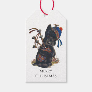 Cute Scottie die Bagpipes afspeelt Cadeaulabel