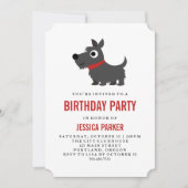 Cute Scottie Dog Black and Red Birthday Party Kaart (Voorkant)