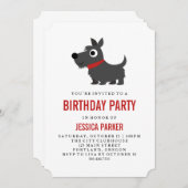 Cute Scottie Dog Black and Red Birthday Party Kaart (Voorkant / Achterkant)