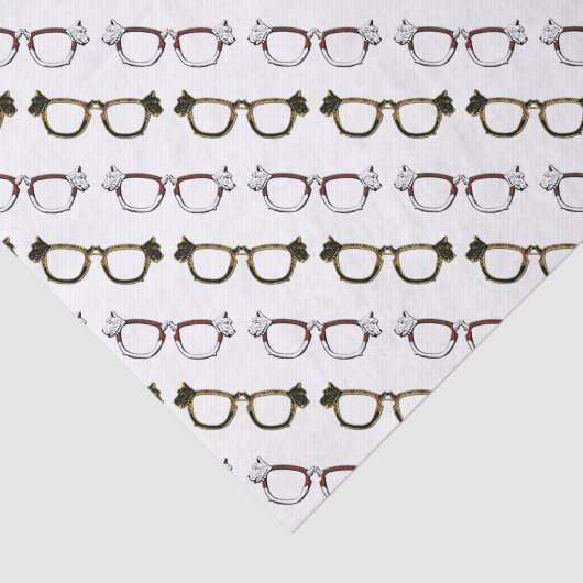 Cute Scottie Dog Eyeglass Patroon Tissuepapier (Detail)