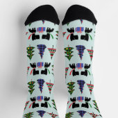 Cute Scottie Dogs and Christmas Trees Pattern Sokken (Top)