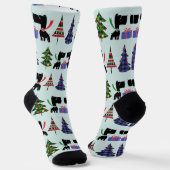 Cute Scottie Dogs and Christmas Trees Pattern Sokken (Gebogen)