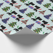 Cute Scottie Dogs en kerstbomen Pattern Cadeaupapier (Hoek)