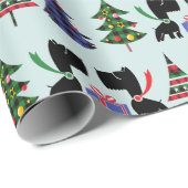 Cute Scottie Dogs en kerstbomen Pattern Cadeaupapier (Rol Hoek)
