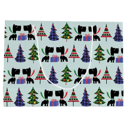 Cute Scottie Dogs en kerstbomen Pattern Groot Cadeauzakje (Achterkant)
