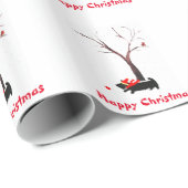 Cute Scottie Dogs Robins Kerstmis Cadeaupapier (Rol Hoek)