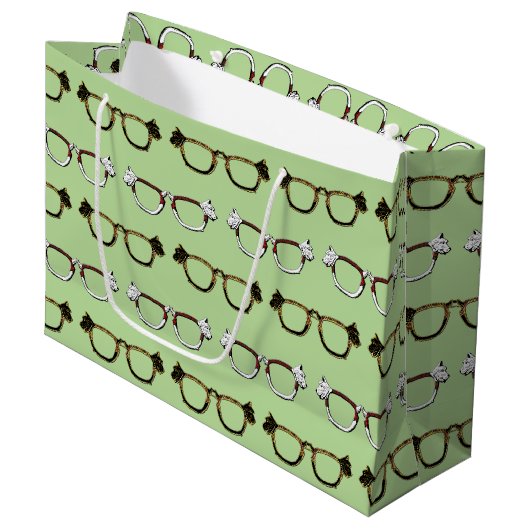 Cute Scottie Eyeglasses Patroon Groot Cadeauzakje (Voorkant Gekanteld)