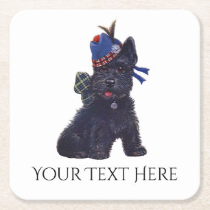 Cute Scottie Personalize Kartonnen Onderzetters