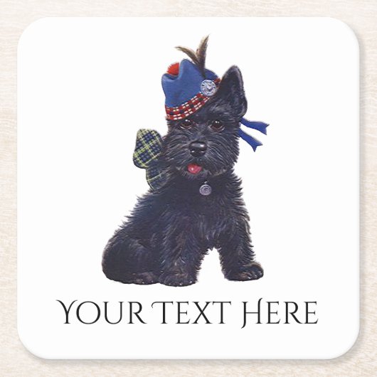 Cute Scottie Personalize Kartonnen Onderzetters (Voorkant)