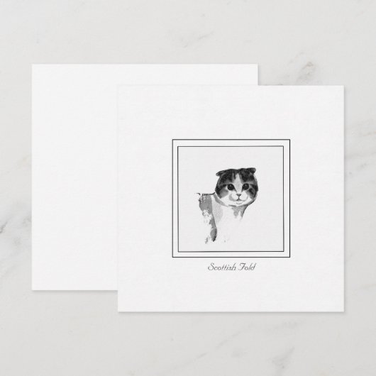 Cute Scottish Fold Cat Charcoal Drawing Note Card Notitiekaartje (Voorkant / Achterkant)