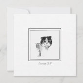 Cute Scottish Fold Cat Charcoal Drawing Note Card Notitiekaartje (Voorkant)