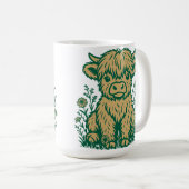Cute Scottish Highland Cow & Wildflowers Koffiemok (Voorkant rechts)